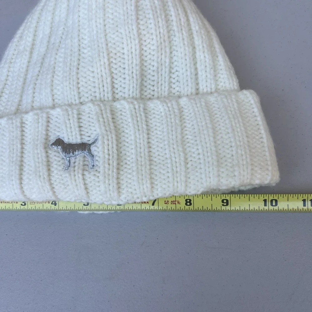 Victoria's Secret Beanie Toque Adult One Size Cream PINK Poly Sherpa Lined